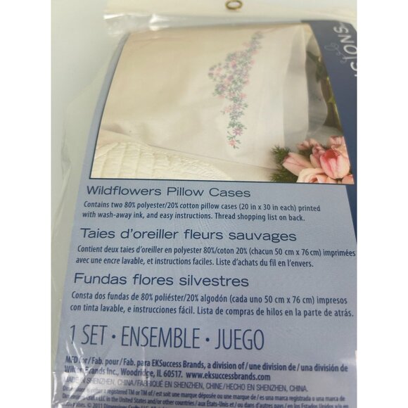 Dimensions #73197 WILDFLOWERS Set of Stamped Pillowcases Embroidery Kit - Picture 3 of 9